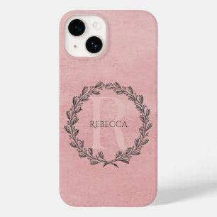 Coque Pour iPhone 14 Élégant monogramme de couronne   Rose