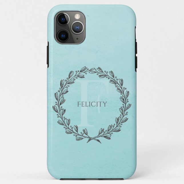 Coques Case-Mate iPhone Élégant monogramme de couronne | TURQUOISE (Dos)