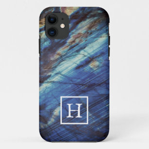 Case-Mate iPhone Case Élégant monogramme de labradorite bleu foncé
