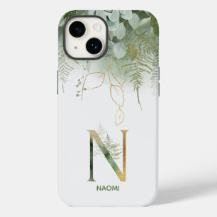 Coque Pour iPhone 14 Élégant Monogramme de verdure N
