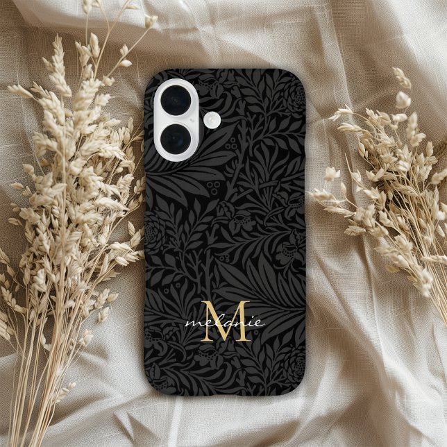 Coques Case-Mate iPhone Élégant Monogramme Floral Noir (Créateur téléchargé)