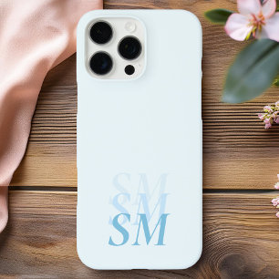 Coques iPhone 16 Pro Max Élégant Monogramme initial bleu moderne
