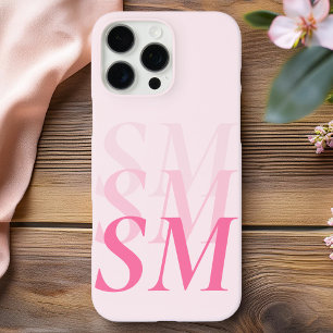 Coques iPhone 16 Pro Max Élégant Monogramme initial rose moderne