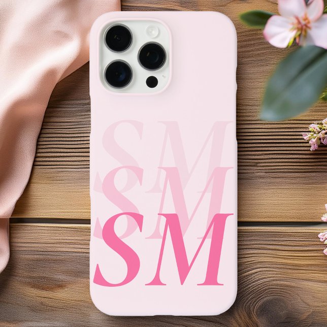 Coques Case-Mate iPhone Élégant Monogramme initial rose moderne (Créateur téléchargé)