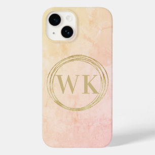 Coque Pour iPhone 14 Élégant Monogramme Initiales Cercles d'or
