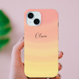 Coque Pour iPhone 15 Élégant Monogramme moderne rose tendance