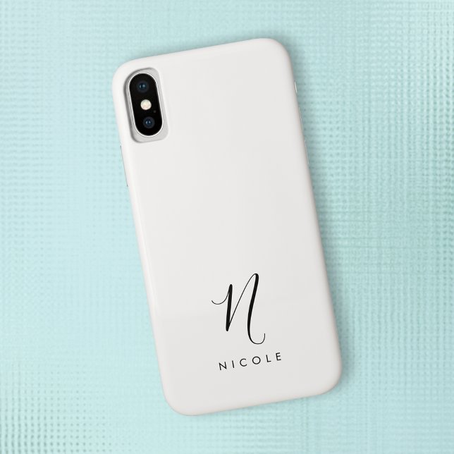 Coques Case-Mate iPhone Élégant Monogramme noir et blanc (Créateur téléchargé)