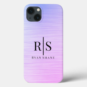 Case-Mate iPhone Case Élégant Monogramme noir et nom Métal brossé violet