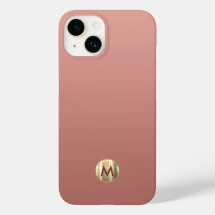 Coque Pour iPhone 14 Élégant Monogramme Or Rose