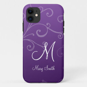 Case-Mate iPhone Case Élégant Monogramme personnalisé Swirl Purple