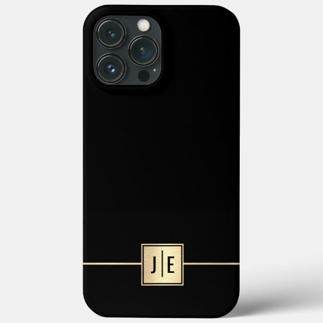 Coques Case-Mate iPhone Élégant Monogramme professionnel brillant noir et  (Verso)