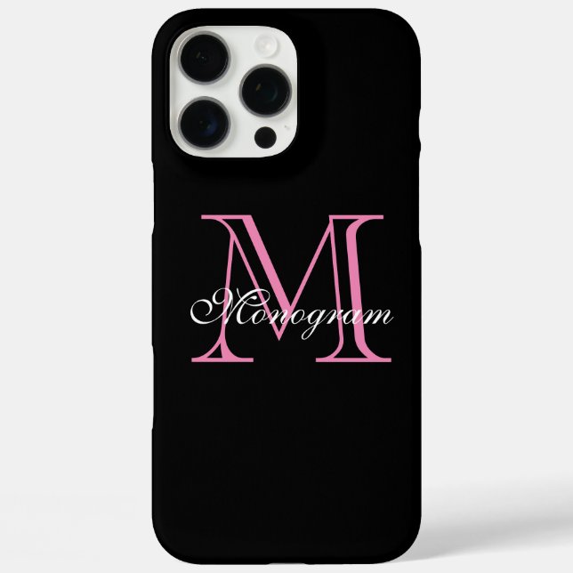 Coques Case-Mate iPhone Élégant Monogramme rose (Verso)