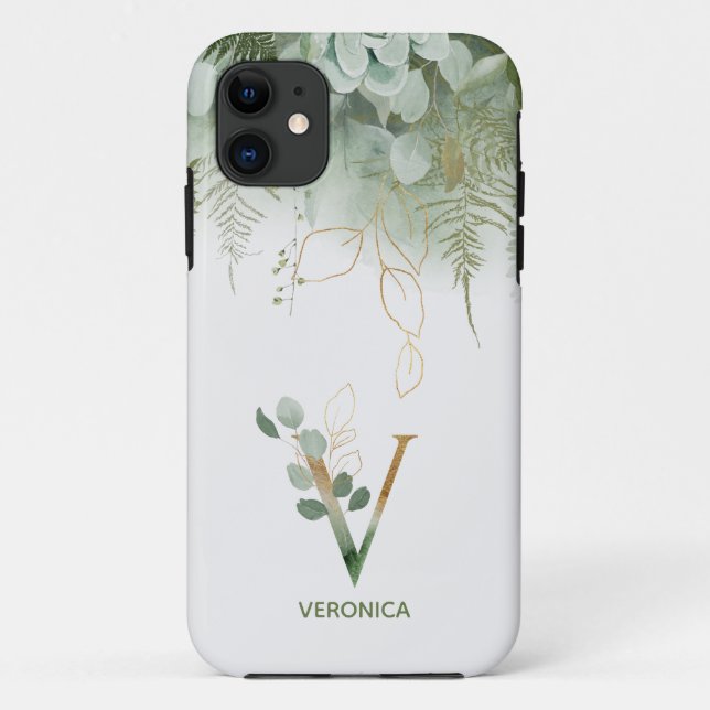 Coques Case-Mate iPhone Élégant Monogramme V Fern Succulent (Dos)