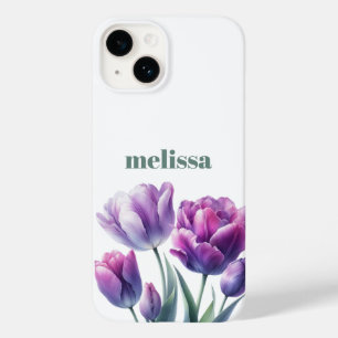 Coque Pour iPhone 14 Élégant monogramme violet personnalisé