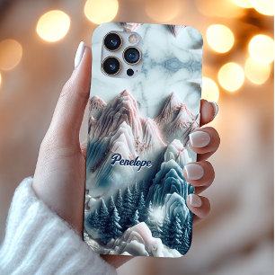 Coques iPhone 16 Pro Élégant monographie chinoiserie de montagnes bleue