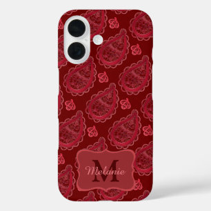Coque Pour iPhone 16 Elégant Motif Burgundy Paisley Personnalisé