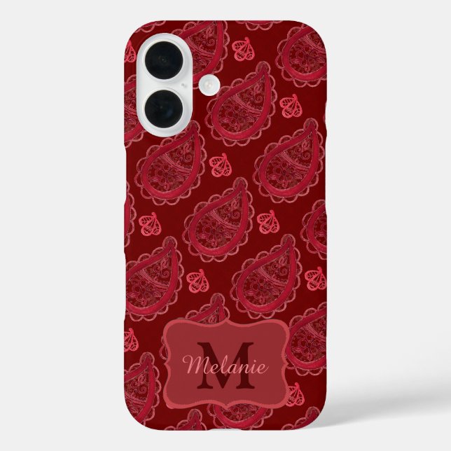 Coques Case-Mate iPhone Elégant Motif Burgundy Paisley Personnalisé (Verso)