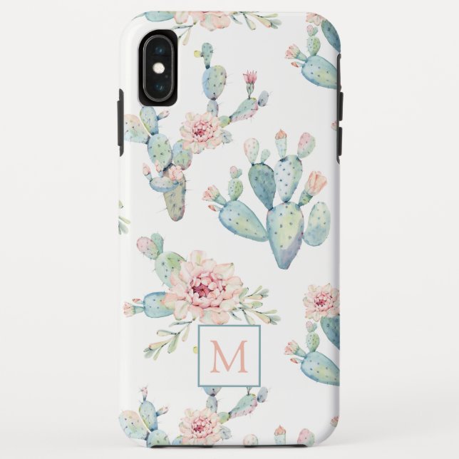 Coques Case-Mate iPhone Élégant Motif de cactus d'aquarelle (Dos)
