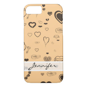 Coque iPhone 8/7 Élégant Motif de coeur gris foncé moderne