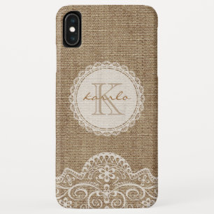 Coques Pour iPhone Élégant Motif de dentelle d'ivoire de Burlap en 