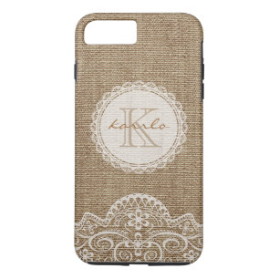 Coques Pour iPhone Élégant Motif de dentelle d'ivoire de Burlap en 