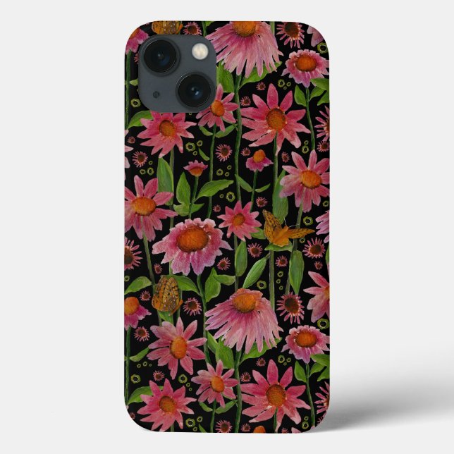 Coques Case-Mate iPhone Élégant Motif de papillons aux fleurs roses (Verso)