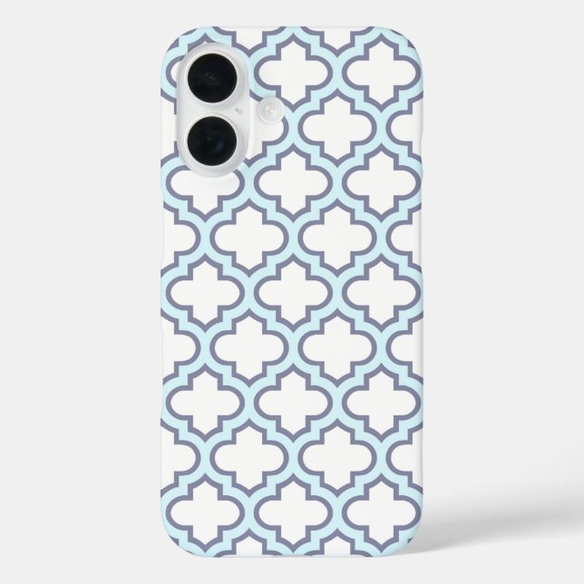 Coques Case-Mate iPhone Élégant Motif de Quatrefoil Marocain Bleu Lumière (Verso)