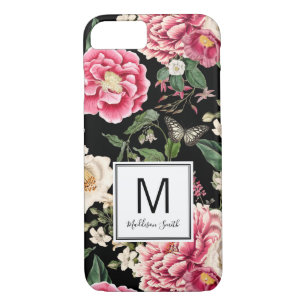 Case-Mate iPhone Case Élégant motif floral foncé Ajouter votre nom