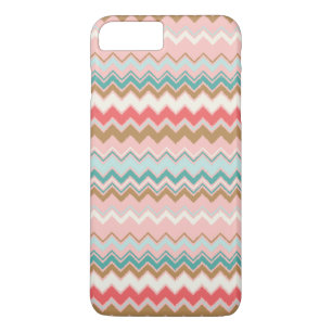 Coque iPhone 8 Plus/7 Plus Élégant motif ikat chevron pastel rose or moderne