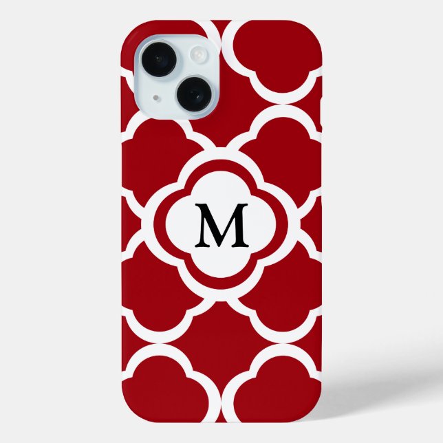Coques Case-Mate iPhone Élégant Motif Monogram Bourgogne (Verso)