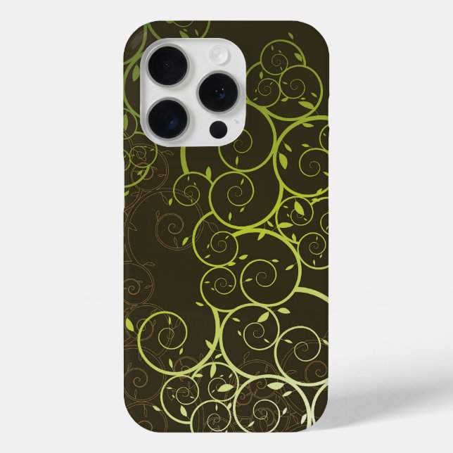 Coques Case-Mate iPhone Élégant Motif ornemental Spiral Green Vines Déco (Verso)