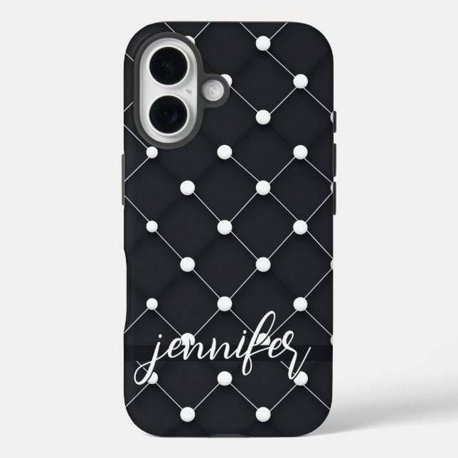 Coques Case-Mate iPhone Élégant Motif pointillé noir et blanc (Verso)