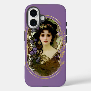 Coque Pour iPhone 16 Elégant Mucha Style Portrait d'une belle femme