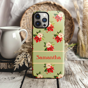 Coque Pour iPhone 14 Élégant Noël Poinsettia Botanique Floral