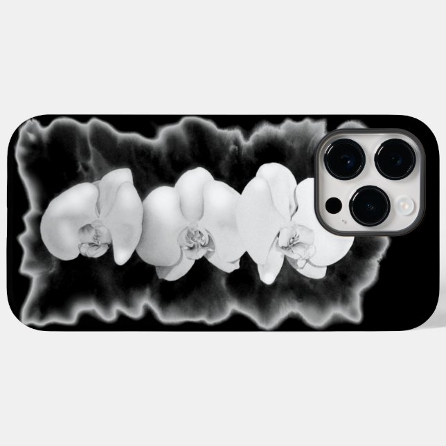 Coques Case-Mate iPhone Élégant noir blanc tropical orchidées floral (Verso (horizontal))