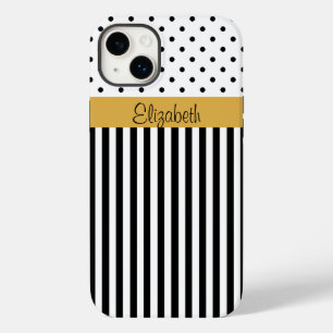 Coques Pour iPhone Elégant noir et blanc - Grilles et Pois