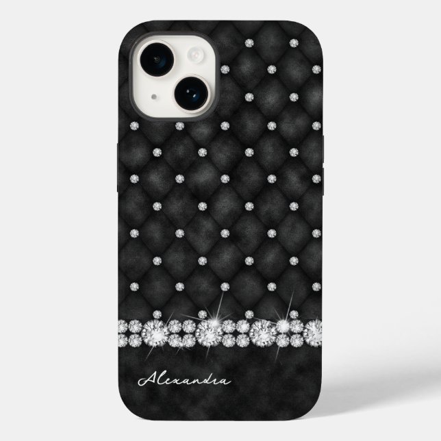 Coques Case-Mate iPhone Élégant noir et diamant Faux Parties scintillant M (Verso)