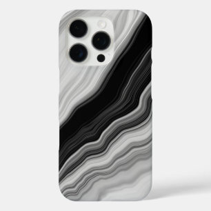 Coques iPhone 16 Pro Élégant noir et Marbre blanc  Motif