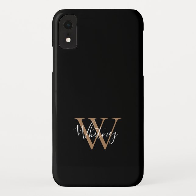 Coques Case-Mate iPhone Élégant Noir moderne Script Monogramme Nom (Dos)