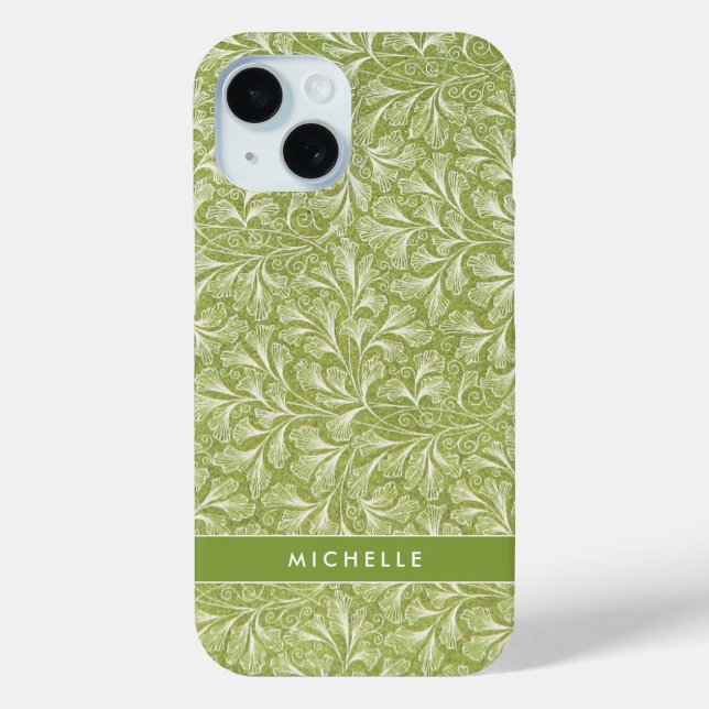 Coques Case-Mate iPhone Élégant nom personnalisé Green Botanical (Verso)