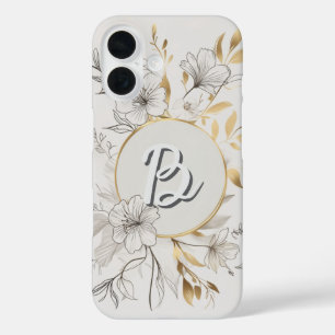 Coque Pour iPhone 16 Élégant or floral Design botanique chic