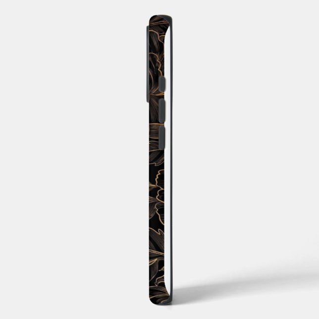Coques Case-Mate iPhone Elégant or floral sur noir (Verso / Gauche)