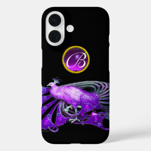 COQUE POUR iPhone 16 ÉLÉGANT PAPIER EN PURPLE, MONOGRAMME AMÉTHYSTE