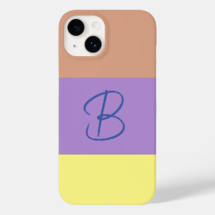 Coque Pour iPhone 14 Élégant Pastel Colorblock Monogramme Lettre initia