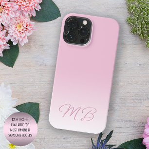Coque iPhone 15 Pro Max Élégant Personnalisé Coton Clair Bonbon Pink Monog