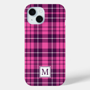 Coque Pour iPhone 15 Élégant Plat rose Monogramme