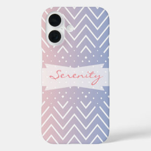 Coques iPhone 16 Elégant quartz rose bleu pastel Chevron Nom
