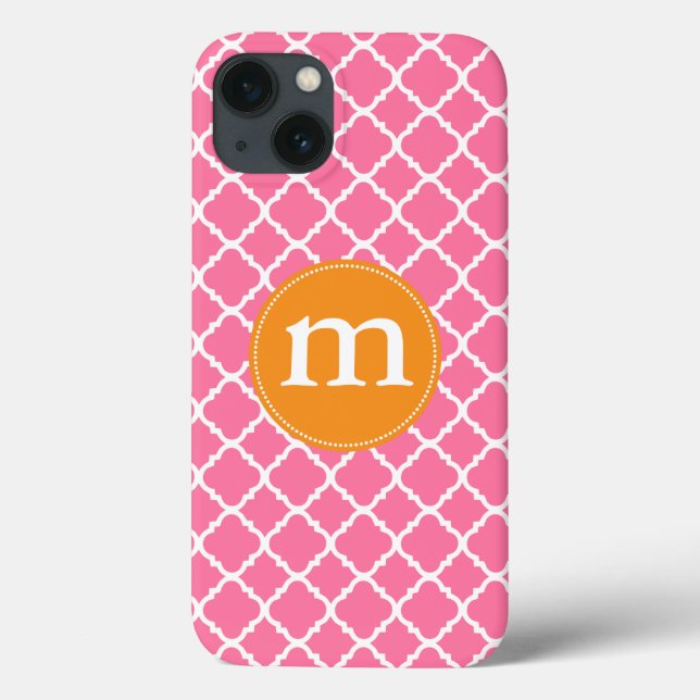 Coques Case-Mate iPhone Élégant Quatrefoil marocain rose Personnalisé (Verso)