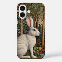 Elégant retro boho blanc lapin boisé fleurs