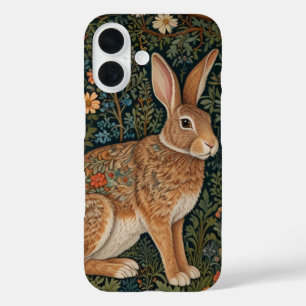 Coque Pour iPhone 16 Élégant rétro boho lapin floral bois forestier